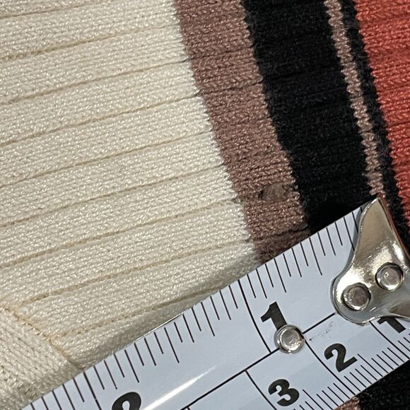 ~ Bodysuit XL Thong Stripe Knit* Mock Turtleneck Long Sleeve Snaps Brown Cream - Picture 9 of 13